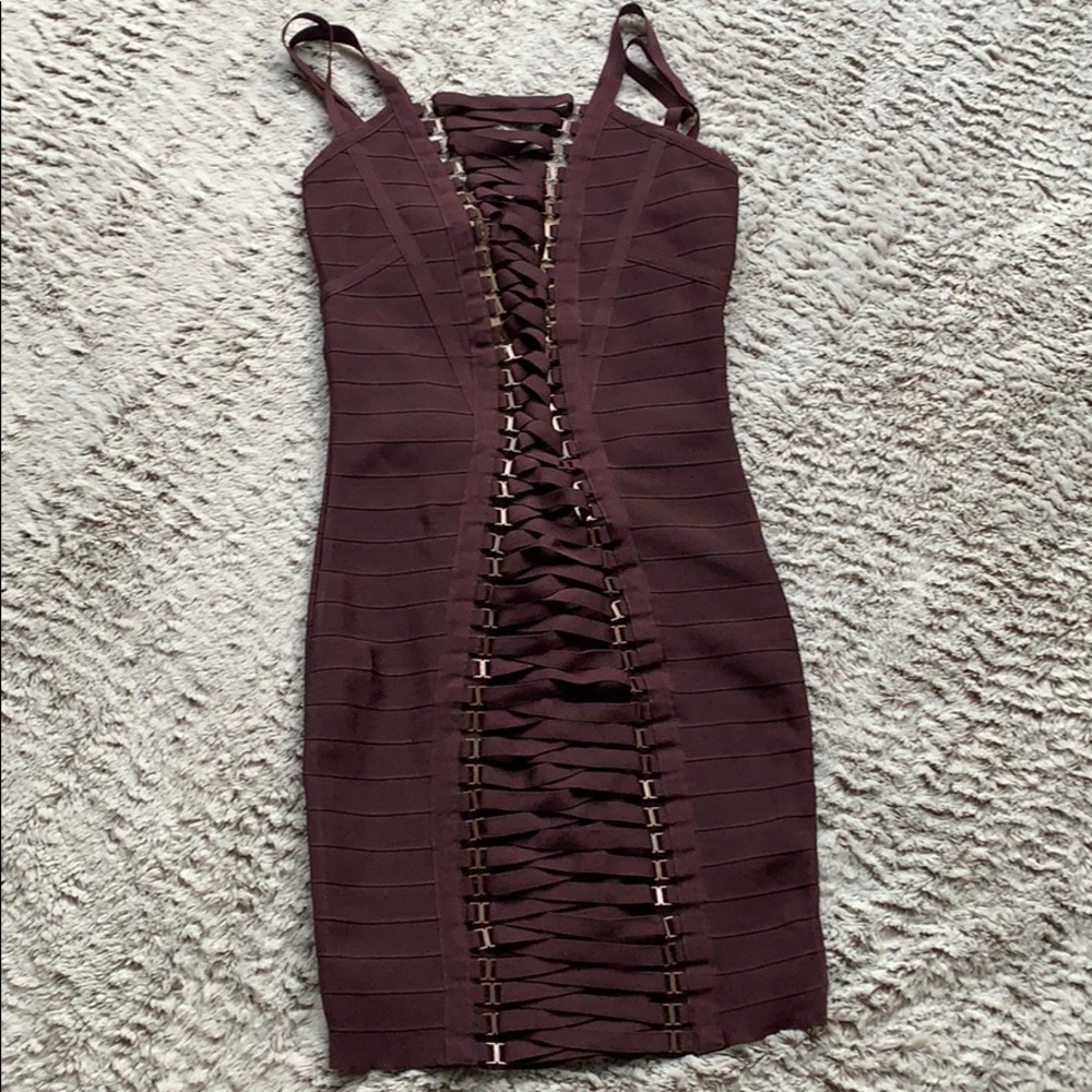 Wow Couture Gold Label Purple Bandage Dress